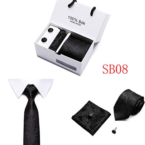 Vivianu Corbata Pañuelo Conjunto De Mancuernas, Tamaño Extra Largo Corbata Geométrica De Rayas Paisley Jacquard, Seda De Poliéster Tejida Business Wedding, Regalo De San Valentín Para Hombres