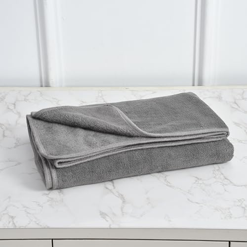 Image of Cotton Bolls Microfiber Large Bath Towel Quick Dry Super Soft Higly Absorbent Lint Free Towel for Bath for Men and Women, Travel, Gym, Beach, Pool, Yoga 70x140 CM Grey