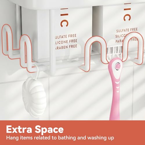 Image of YASONIC Shower Caddy Adhesive, 100% Rustproof Shower Organizer, Large Capacity Shower Shelves for Inside Shower, No Drill Shower Storage for Home (2 Pack White)