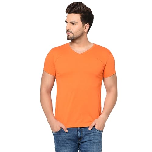 Image of JANGOBOY Men's V Neck Half Sleeve Cotton Blend T-Shirt (Pack of 1)