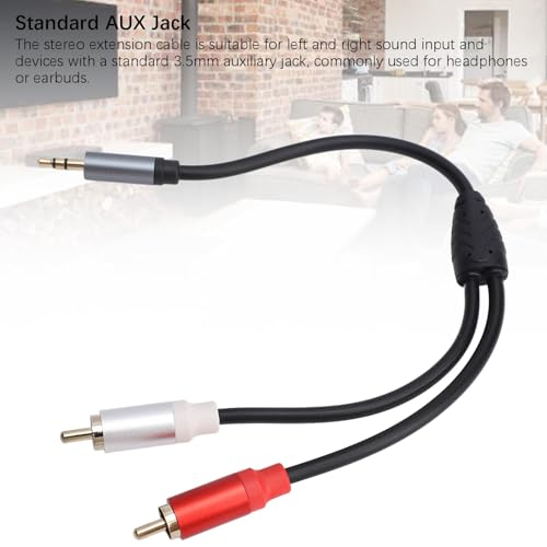 Cable de audio estéreo 3.5mm a 2 macho, 30cm miniatura 5