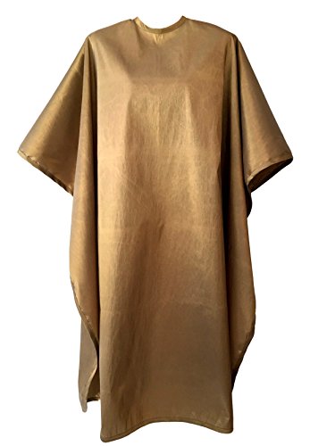 JNxcel Premium Quality Water Repellent Nylon/Polyester Fabric Hair Salon & Barber Hair Cutting & Shampoo Cape with Snap Closure (Gold)