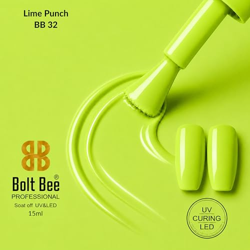 Image of Bolt Bee Lime Punch Color Gel Nail Polish Soak Off UV Gel 15ML DIY at Home Manicure Salon Nail Art