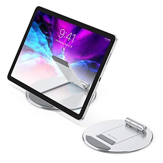 Tablet Stand Adjustable, OMOTON Portable iPad Stand Holder, Desktop Aluminum Tablet Stand Dock Cradle Compatible with iPad Air 4/Mini, New iPad Pro10.2/9.7/11/12.9, Samsung, Nintendo and More, Silver