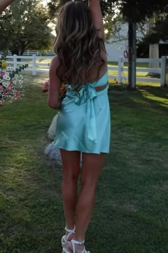 Dessiny Strapless Satin Homecoming Dresses with Bow for Teens Short Bodycon Cocktail Party Dress DE3144