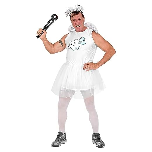 MIMIKRY Lustiges Zahnfee Herren-Kostüm Kleid Flügel Kopfschmuck JGA Junggesellenabschied, Größe:XL/XXL