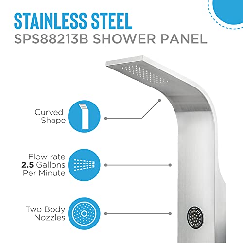 Blue Ocean 48" Stainless Steel Sps88213B Shower Panel With Rainfall Shower Head #TOP5
