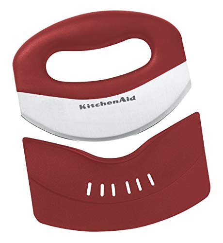 KitchenAid KC173OHERA Classic Mezzaluna with Stainless Steel Blade and Protective Sheath, Red