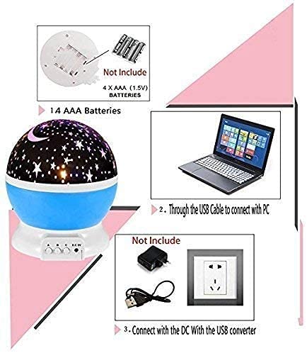 Image of Romantic Sky Star Master Night Light 360 Degree Moon Night Light Romantic Bedroom Kids Room Night Bulb Projector Children Kids Baby Sleep Lighting USB Lamp Led Projection, Multicolour