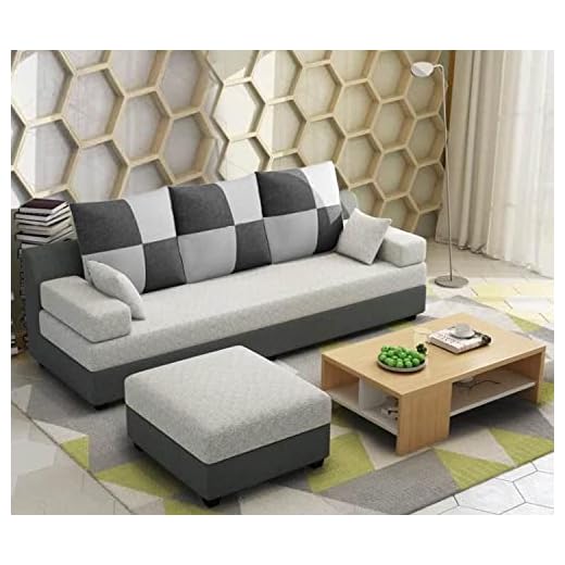 Casaliving - Francis 3 Seater with Ottman Sofa Set for Living Room (Grey Black Fabric)