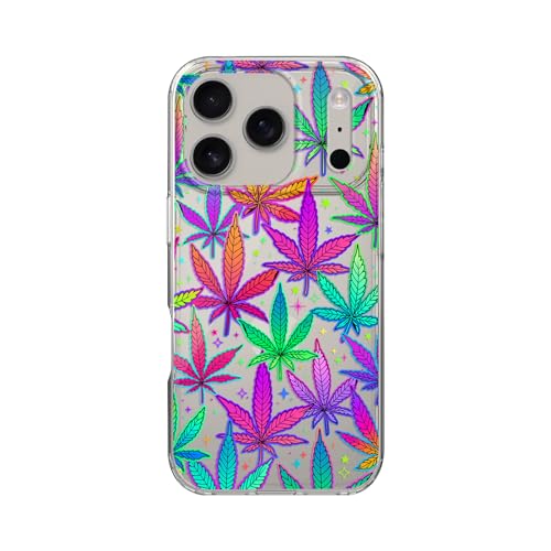 Coque de protection transparente antichoc fleurs de chanvre colorées i17 Pro