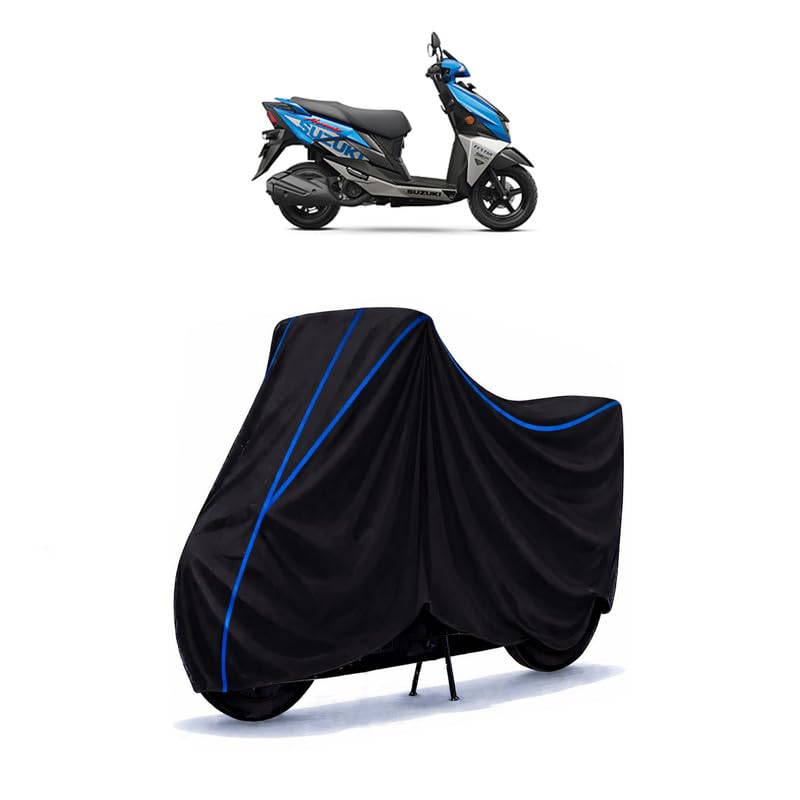 Image of Scooty Cover Water Resistant for Avenis OBD2-A | Universal Scooter & Bike Cover | Heavy Duty UV Dust, Rain & Scratch Protection | Elastic Fit All Weather Indoor Outdoor | Black with Blue Piping