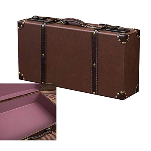Cofres Maleta Vintage, Tesoro, Estilo Europeo Remache PU Fotografía Escaparate Mobiliario Caja De Almacenaje Recuerdo 2 Tamaños GGYMEI (Color : Brown-B-48x29x14cm)