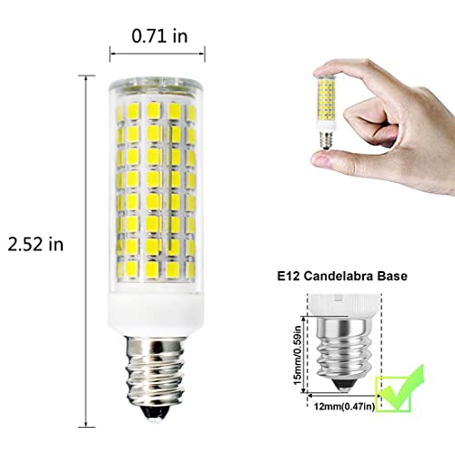 Zhzhled E12 Led Bulb Dimmable 10W Equivalent To Halogen Bulb 100 Watt 1000Lm, Daylight White 6000K T6 Base E12 C7 Candelabra Led Light Bulbs For Ceiling Fan Chandelier, Ac 120V (6 Pack) #TOP1