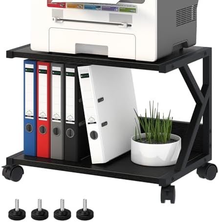 aboxoo Desktop Printer Stand with 2 Tier Wood Storage Shelves,Under Desk Printer Table,Multi-Purpose Home Office Desk Organizer for Fax Machine, Scanner (Black) aboxoo Desktop Printer Stand with 2 Tier Wood Storage Shelves,Under Desk Printer Table,Multi-Purpose Home Office Desk Organizer for Fax Machine, Scanner (Black)