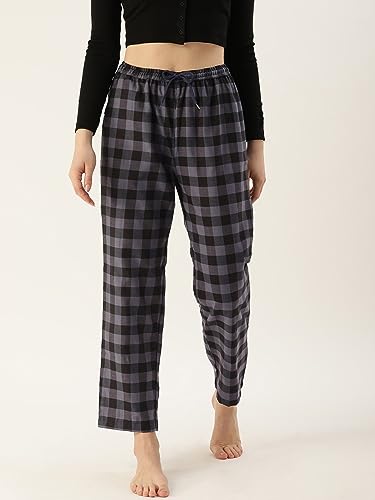 Image of KRYPTIC Women's 100% Pure Cotton Woven Pyjama | Mid Rise Relaxed Fit Full Length Nightwear Pant with Elasticated Drawstring Waistband & Side Pocket | Comfortable Lounge, Sleepwear & Casual Bottom Wear