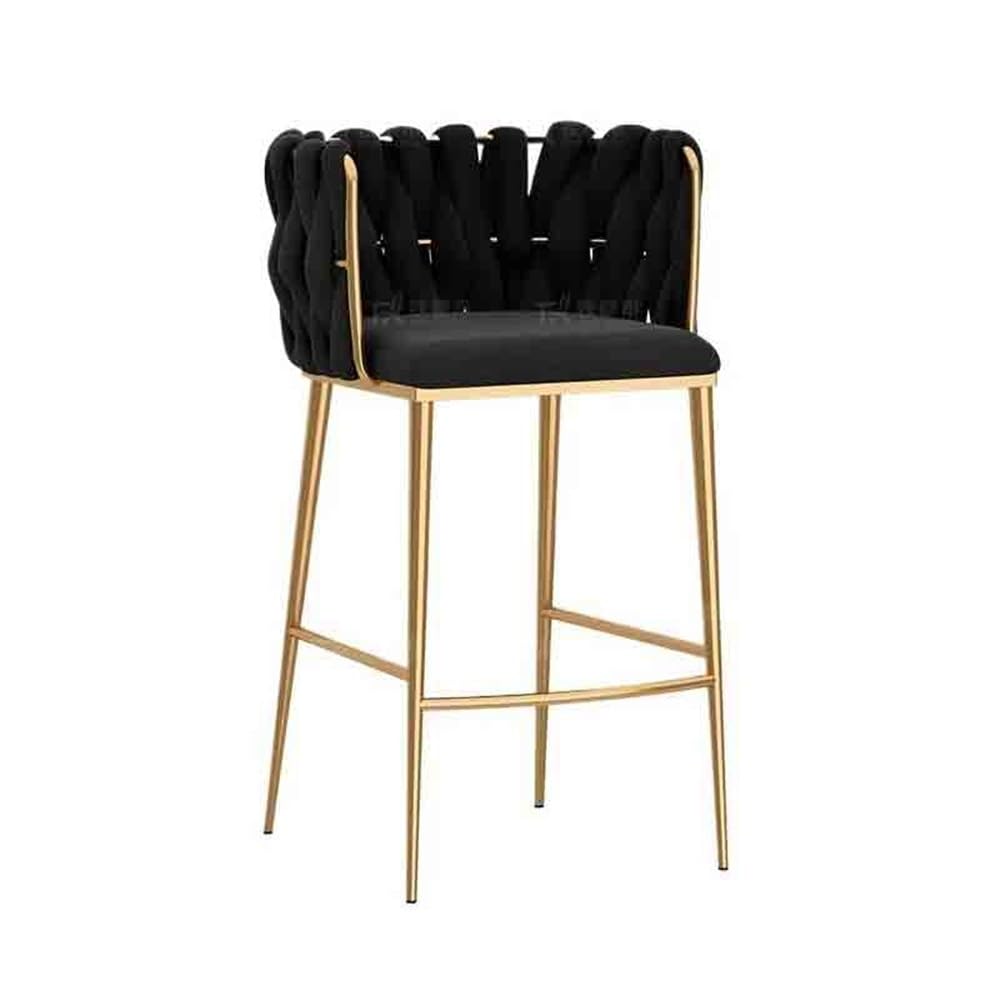 Tabouret de bar chaise en métal noir avec dossier pour caisse et table haute