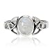 925 Sterling Silver 9 mm Genuine White Oval Moonstone Celtic Band Ring - Nickel Free Size 6