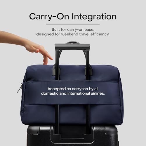 Carry All Split Weekender - Stylish Carry On Bag for Personal & Work, Zipped Pockets & Pass-Through Band, Weekender Bag, Travel Bag Flight Approved, Clamshell Opening - 28L, French Navy2
