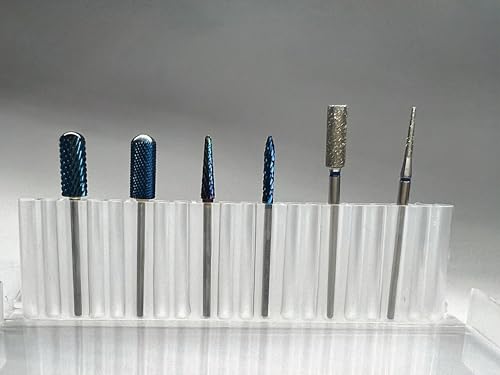 Vostok Precision Pro bits. Professional Russian Nail Drill Bits Set, 6 Pieces, Blue and Silver, Carbide and Diamond Tips