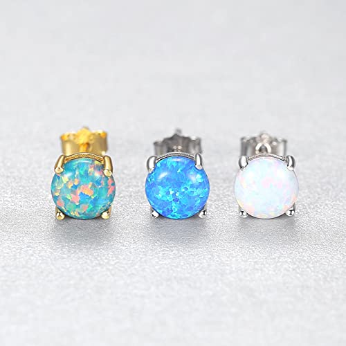 Bellitia Jewelry Fine Blue Opal Stud Earrings Gifts for Women, 925 Sterling Silver Simulated Opal Studs Hypoallergenic Jewellery by Bellitia Jewelry - Image 7