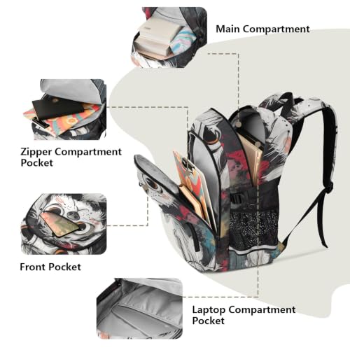 Mochila de viaje con estampado de perro animado de gran capacidad 5