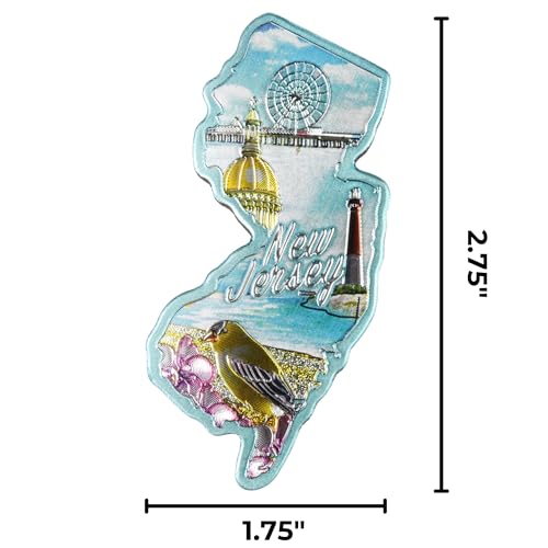 Imán decorativo estado Nueva Jersey 1.75 x 2.75 pulgadas miniatura 6