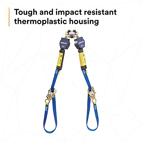 Image of 3M DBI-SALA Nano-Lok 3101374 Tie Back Self Retracting Lifeline, 9', 3 /4 inch Dynema Polyester Web, Tie-Back Hook, Quick Connector For Harness Mounting, Blue
