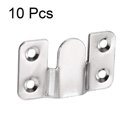 Image of uxcell Flush Mount Bracket, 53x30mm Zinc Plated Wall Mount Clip Hook for Picture Frame Hanger, 10 Pcs