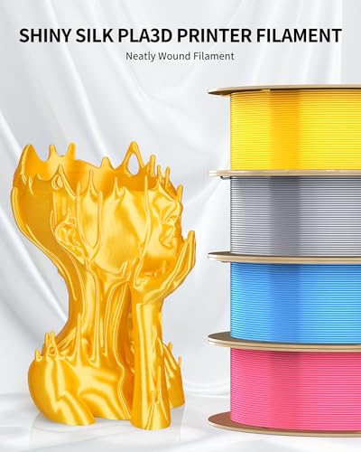 Image of LANDU Silk PLA Filament 1.75mm Silver 1KG, 3D Printer Filament Dimensional Accuracy + /- 0.02mm, 1kg Cardboard Spool(2.2lbs), Neatly Wound 3D Printing Filament Fits for Most FFF 3D Printers, Silver