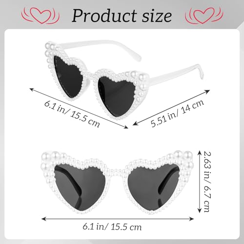 White Heart Sunglasses Pearl Sunglasses For Women Love Heart Shaped Sunglasses For Bride Wedding Love Pearl Sunglasse Vintage Cat Eye Mod Style Retro Glasses2