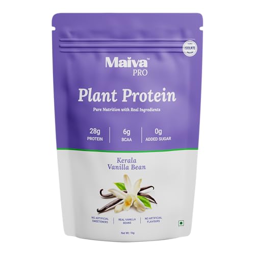Image of Maiva Pro | Plant Protein Isolate - Kerala Vanilla Bean - 1kg | 28g Protein, 6g BCAA | All Essential Amino Acids | Gut Friendly, Easy to Digest | Real Dates | Vegan, Dairy Free, No Preservatives