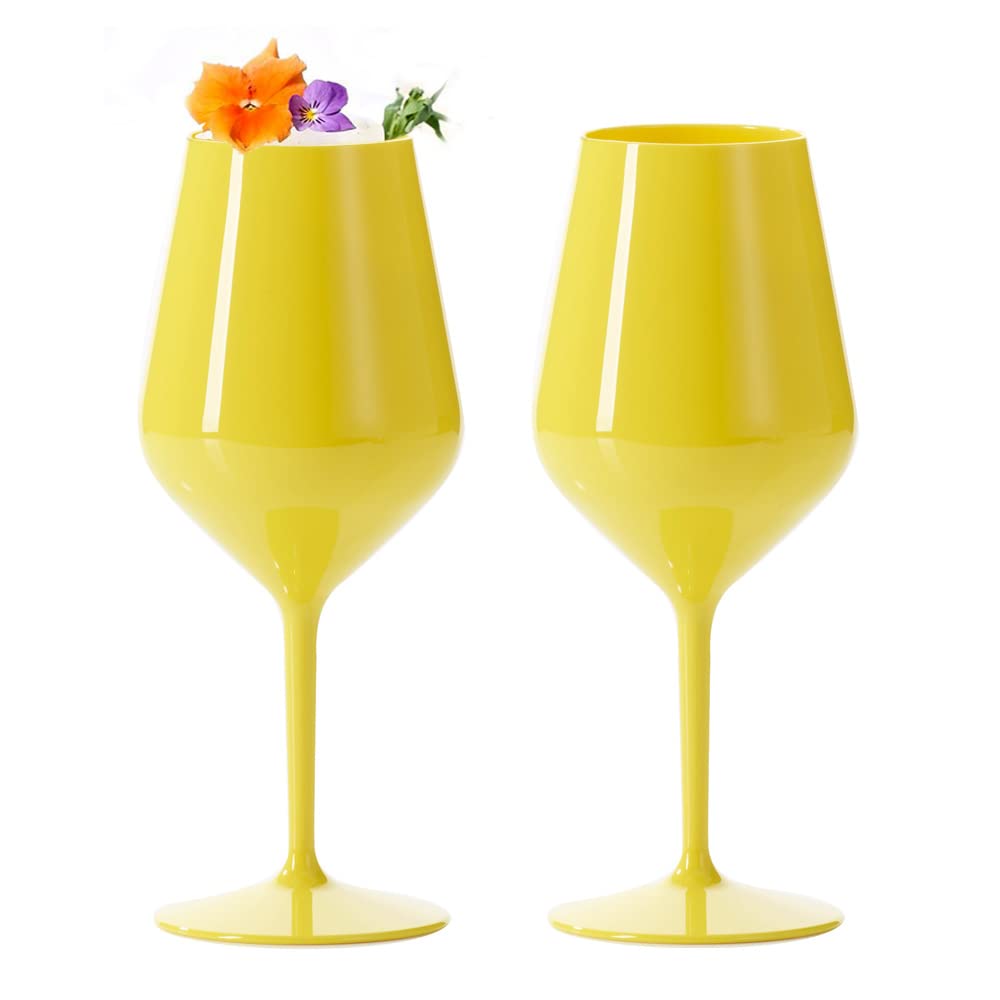 Bicchieri da vino in plastica infrangibile - Calici da champagne - Giallo - 47 cl