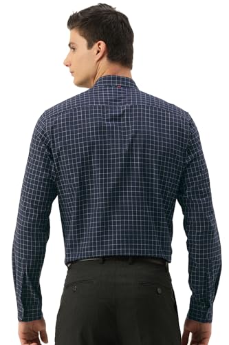 Image of Peter England Men's Micro-Checkered Formal Slim Fit Full Sleeve Shirt | Cotton Rich