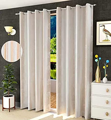 ORCHID HOMZ Beautiful Attractive Heavy Room Darkening Eyelet Rings Tree Punch Set of 2 Curtains for Door (7 Feet) Cream (B09QQJVVC1) Amazon Price History, Amazon Price Tracker
