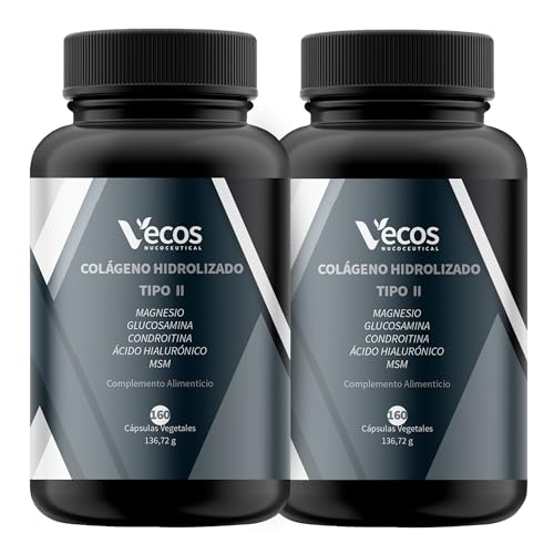 Colágeno Hidrolizado Tipo II con Condroitina y Ácido hialurónico | Ayuda a Prevenir el Dolor y la Inflamación en las Articulaciones | Efecto Antiinflamatorio y Antioxidante