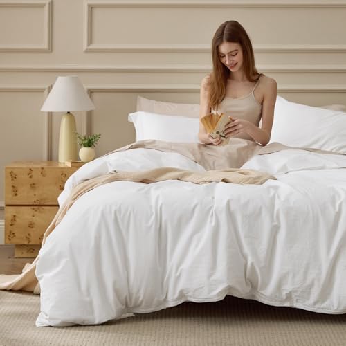 Best Mattress for Back Pain on a Budget: 9 Affordable Options That Actually Work 8 Bedsure 100% Washed Cotton Duvet Cover King Size - Natural White Minimalist Duvet Cover Linen Like - PureWoven Plain Simple & Soft Comforter Cover for All Seasons (Natural White, King, 104'x90')