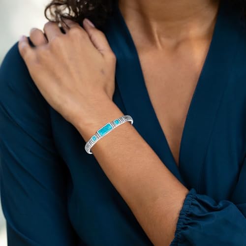 Genuine Turquoise Vintage Bracelet, Sterling Silver Boho Adjustable Boho Bangle Cuff Native American Jewelry, Fit for 6.5 7 7.5 Inches4
