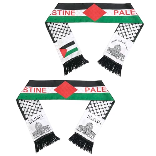 Palästina Flagge Doppelte Seite Schal 2 Stück 135 x 14 cm Palästinensischer Schal für Männer Frauen Halstuch Geschenk