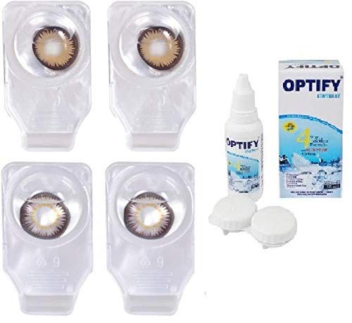 Optify Combo Pack Monthly Color Contact Lens (Zero Power,Brown-Grey, Pack of 2)