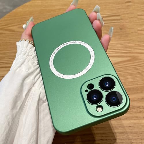Coque iPhone 14 Pro Max Magnétique Vert pour Recharger sans Fil au Bureau et en Déplacement