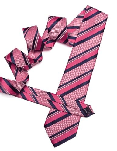Image of Barry.Wang Mens Tie Set Plaid Check Neckties Formal Business Wedding Luxury Pocket Square Cufflinks