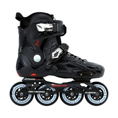 TRAXART Urban Freestyle Inline Skates Black Dynamix Hardboot, Aluminum Frame, 80mm Wheels, ABEC-7 Bearings for Men US 9 & Women US 10