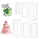 6 Stück Quadratische Ausstechform,Fußball Geometrische Formen Ausstechformen,für Torten Dekorieren Fondant Kekse,Geburtstagskekse,Kuchendekoration(Weiss)