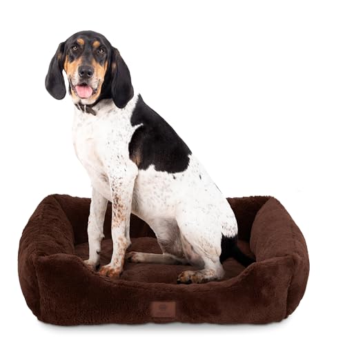 AMERICAN KENNEL CLUB Cuddler Pet Bed with Low-Profile Entrance – 30" Plush Dog Bed for Medium Breeds Up to 50 lbs, Ultra-Soft Washable Bed with Non-Slip Bottom, Durable High-Loft Filling, Brown