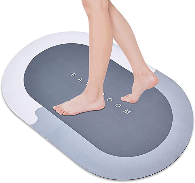 Image of QONETIC Bathroom Mat Anti-Slip Quick Dry Water Absorbing | Anti-Skid Rubber & Silicon Floor Mat for Home, Kitchen & Washroom | Super Absorbent Non-Slip Doormat (40x60 cm)