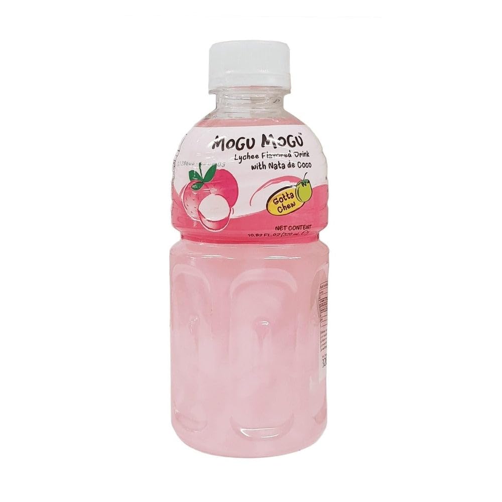 Mogu Mogu Nata De Coco Lychee Flavored Drink | 320ml | Mogu Mogu Flavored Drinks | Nata De Coco | Jelly Texture | Refreshing Taste | Pack of 3 | Lychee | Bottled Drink