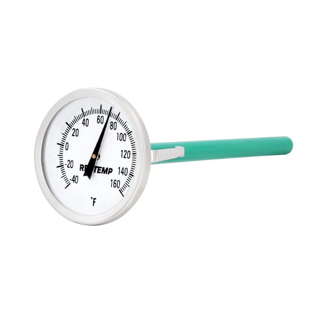 Reotemp Large Dial Easy Read Pocket Thermometer, 2" Dial, 5" Stem, Waterproof (-40 to 160 Fahrenheit)