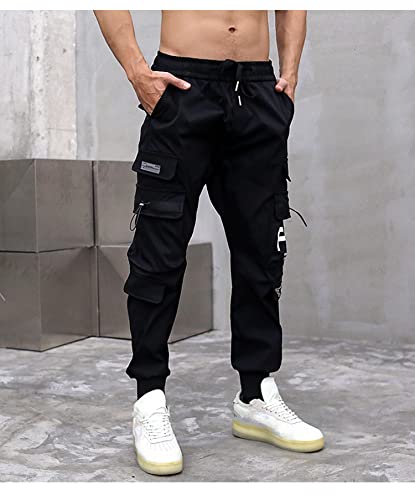 MOKEWEN Men's Cargo Pocket Ankle Band Pants with Elastic Waist4