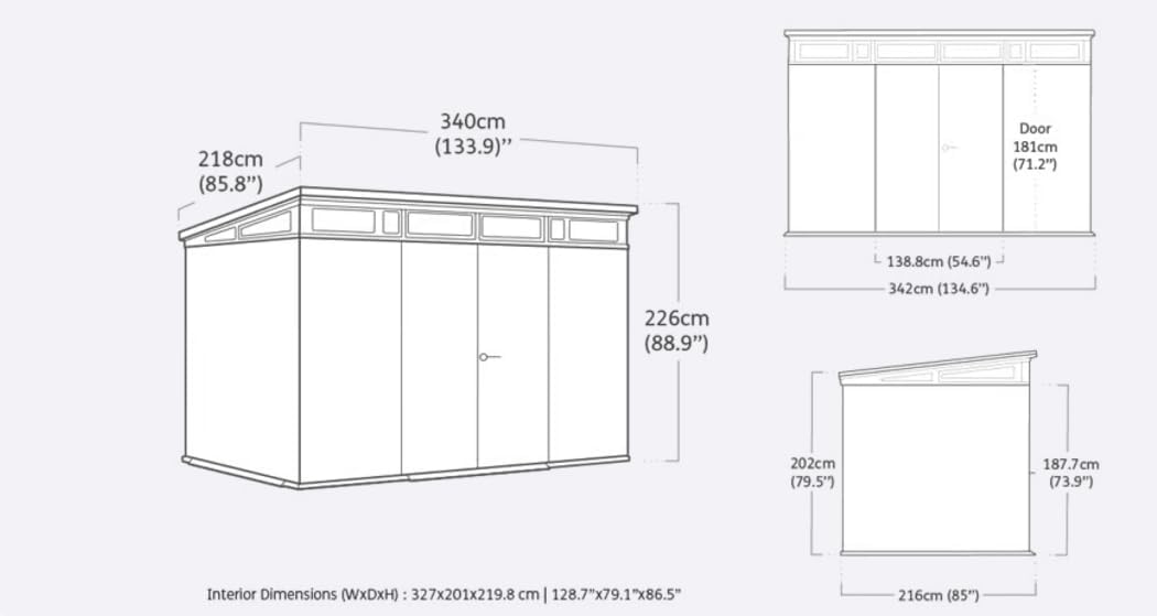 Transform Your Outdoor Space with Our Premium Signature Collection Resin Storage Shed, Wooden Look, Black and Brown, (11' x 7')